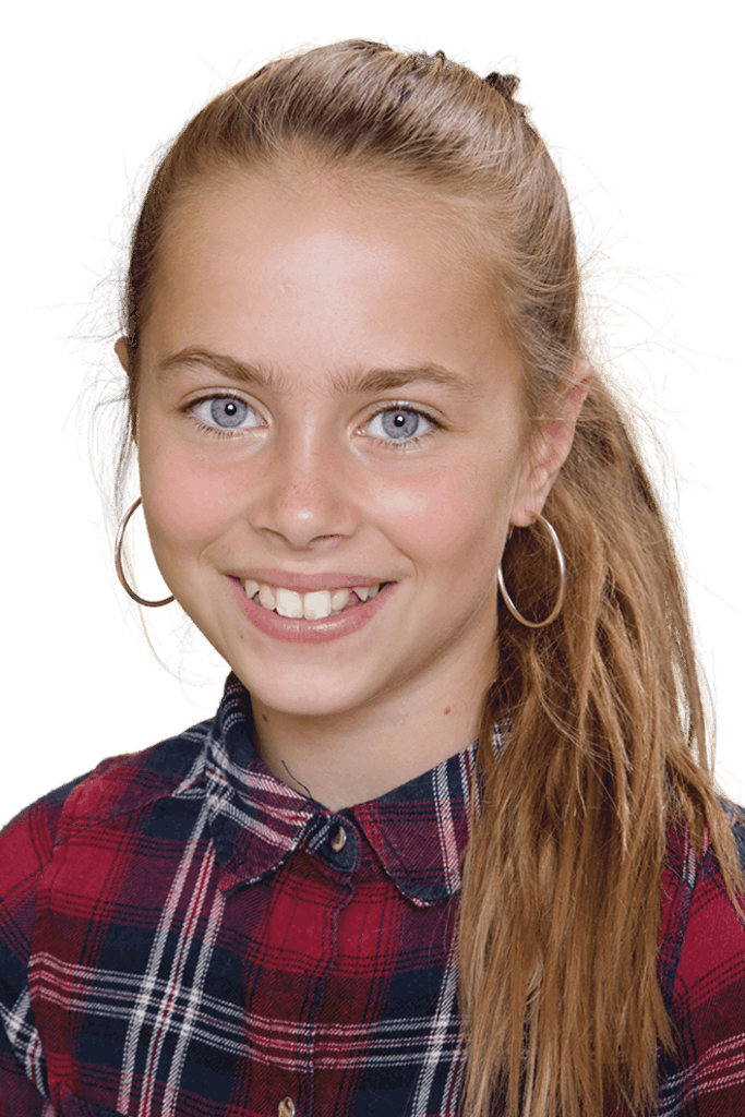 foto van meisje met houthakkershirt